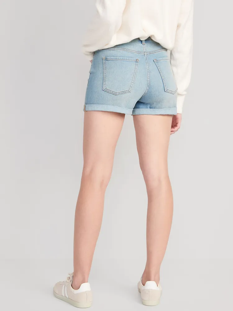 Mid-Rise Wow White Jean Shorts -- 5-inch inseam