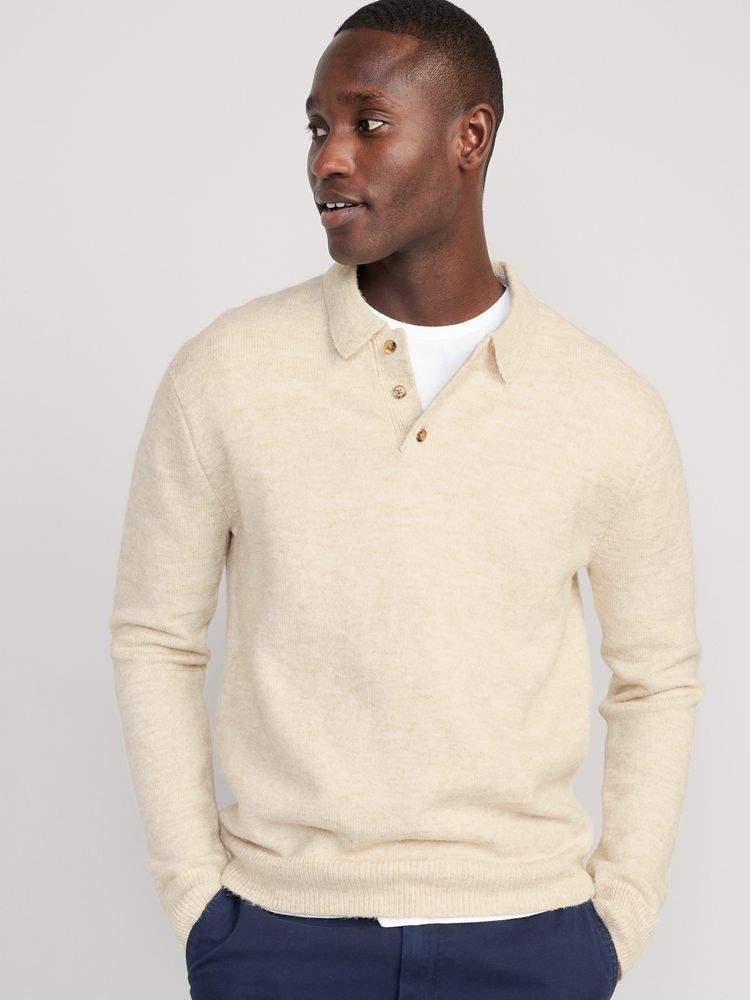 all white polo sweater