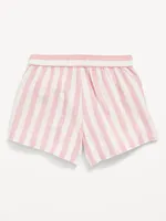 High-Waisted Linen-Blend Striped Shorts for Girls