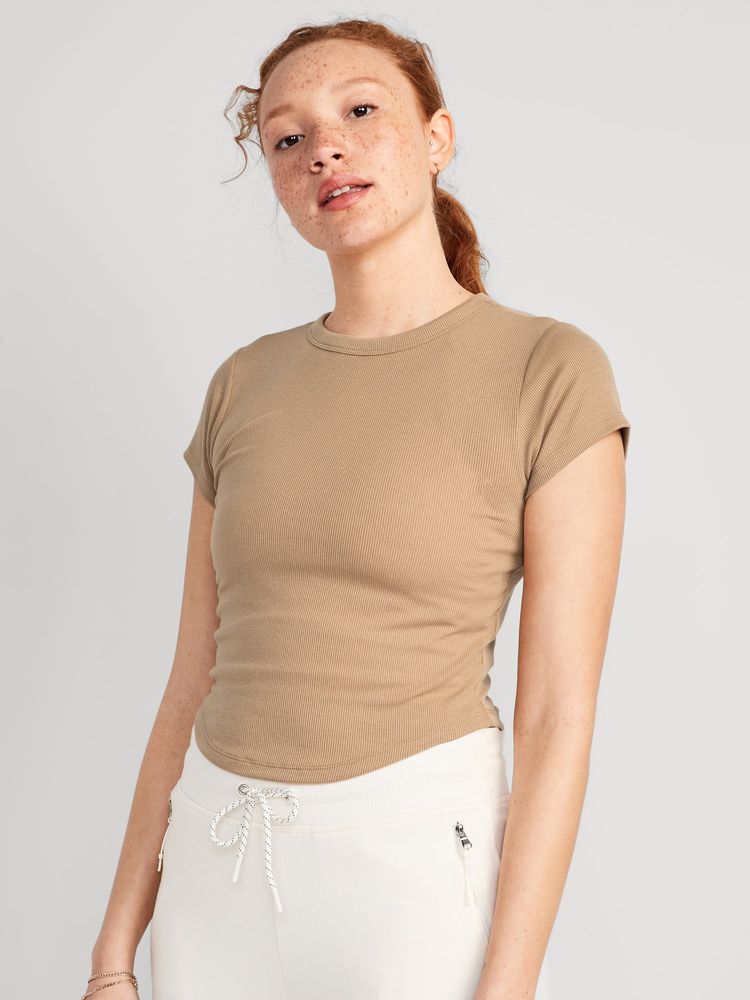 UltraLite Cropped Rib-Knit T-Shirt