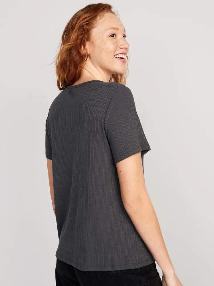 Old Navy Luxe Ribbed Slub-Knit T-Shirt for Women