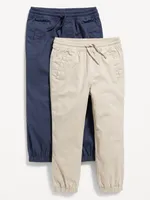 Functional-Drawstring Canvas Jogger Pants 2-Pack for Toddler Boys