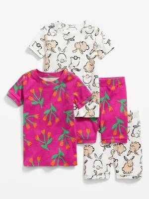 Pyjama 4 pièces unisexe à coupe ajustée imprimé pour Tout-petit et Bébé