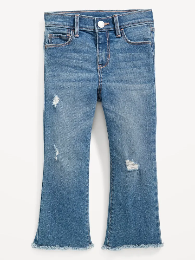 High-Waisted Ripped Frayed-Hem Flare Jeans for Toddler Girls