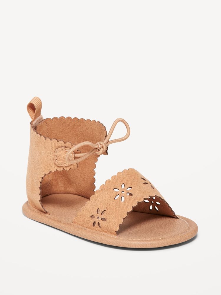 Faux-Suede Scallop-Trim Sandals for Baby