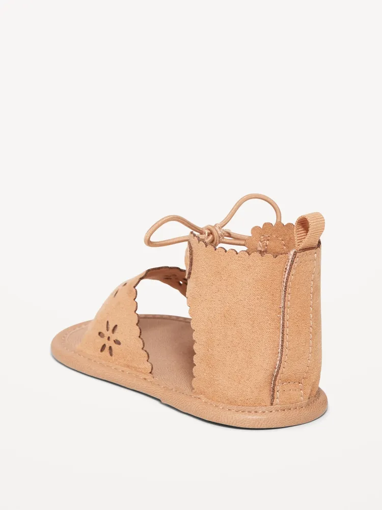 Faux-Suede Scallop-Trim Sandals for Baby