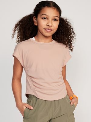 UltraLite Short-Sleeve Rib-Knit Side-Ruched T-Shirt for Girls