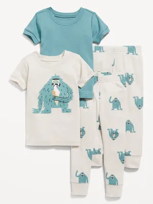Pyjama 4 pièces à coupe ajustée unisexe pour Tout-petit et Bébé