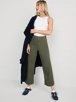 High-Waisted Wide-Leg Cropped Chino Pants