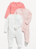 Unisex 3-Pack Sleep & Play 2-Way-Zip Footed One-Piece for Baby