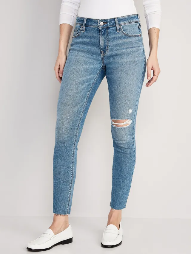 Old Navy Mid-Rise Rockstar Super-Skinny Cut-Off Ankle Jeans for Women