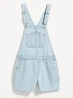 Slouchy Straight Non-Stretch Jean Cut-Off Short Overalls -- 3.5-inch inseam