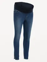 Maternity Rollover-Panel Side-Slit 360° Stretch Skinny Jeans