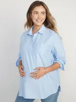 Maternity Oxford Boyfriend Popover Shirt