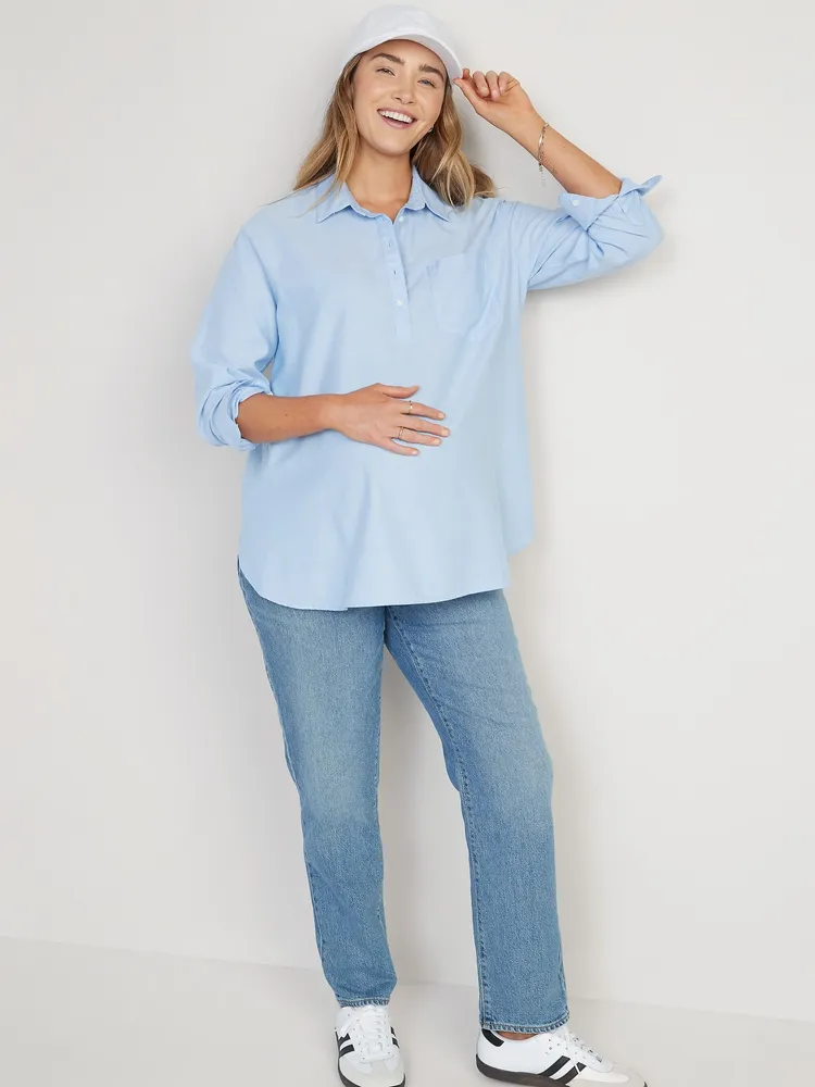 Maternity Oxford Boyfriend Popover Shirt