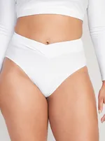 Matching High-Waisted Cross-Front Bikini Swim Bottoms