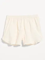 Matching High-Waisted Ruffle-Trimmed Pajama Shorts -- 2.5-inch inseam