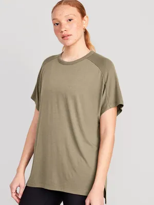 Oversized UltraLite Rib-Panel Tunic T-Shirt for Women