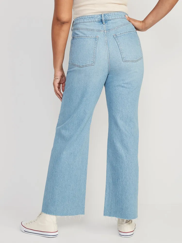 Old Navy Extra High-Waisted Ripped Cut-Off Wide-Leg Jeans for
