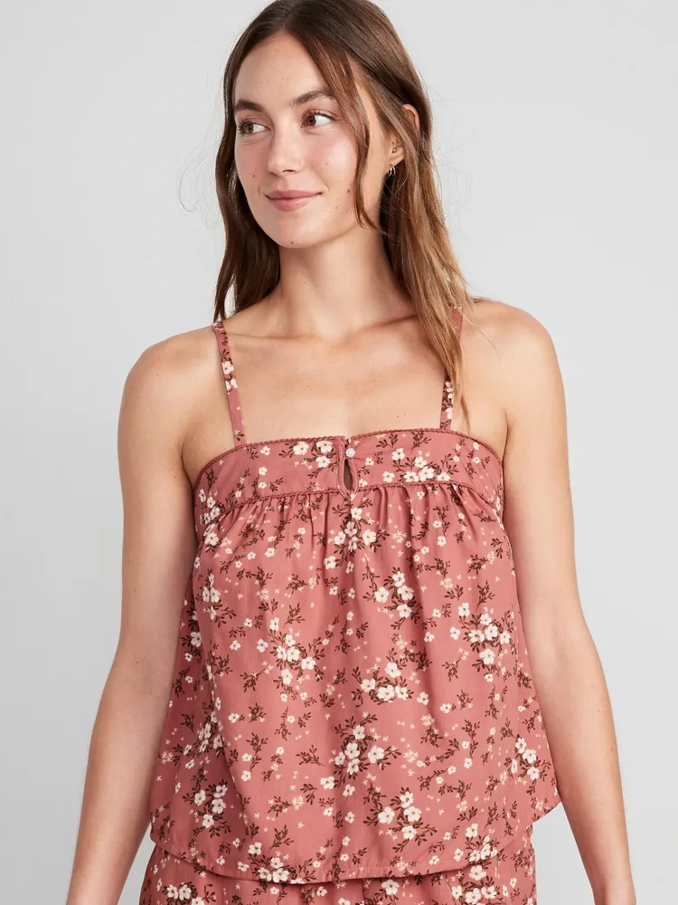 Floral Smocked Pajama Cami Swing Top