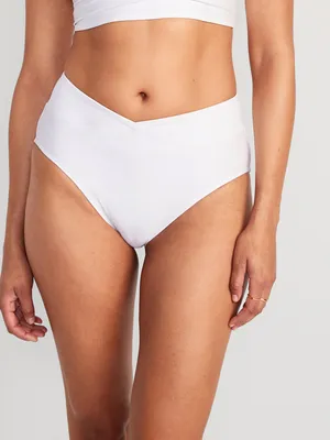 Matching High-Waisted Cross-Front Bikini Swim Bottoms for Women