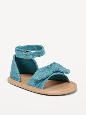 Linen-Style Bow-Tie Sandals for Baby