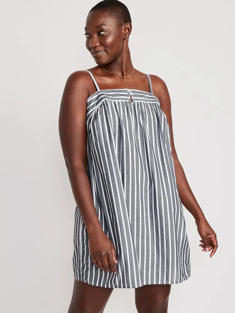 Striped Smocked Pajama Cami Swing Top for Women