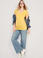 Maternity Full-Panel Ripped Cut-Off Wide-Leg Jeans