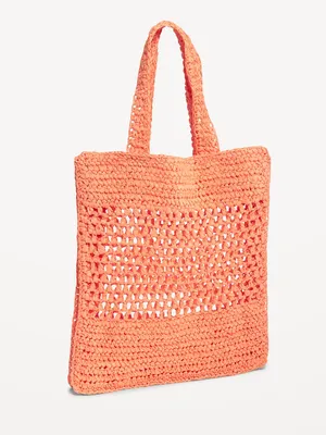 Straw-Paper Crochet Tote Bag for Women