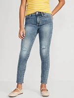 High-Waisted Rockstar 360° Stretch Ripped Jeggings for Girls