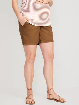 Maternity Rollover-Waist OGC Chino Shorts -- 5-inch inseam