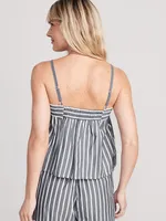 Striped Smocked Pajama Cami Swing Top
