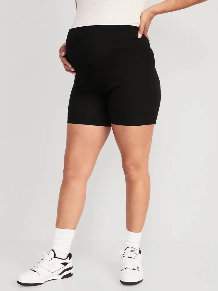 Maternity Full Panel PowerSoft Biker Shorts -- 8-inch inseam