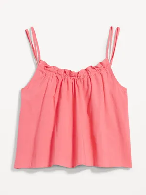 Ruffle-Trimmed Double-Strap Cami Pajama Top for Women