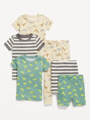 6-Piece Snug-Fit Unisex Printed Pajama Set for Toddler & Baby