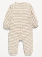 Unisex Long-Sleeve Double-Weave Wrap-Front One-Piece for Baby