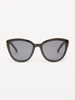 Oversized Gold-Trimmed Cat-Eye Sunglasses
