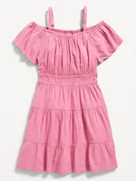 Off-The-Shoulder Tiered Swing Dress for Girls