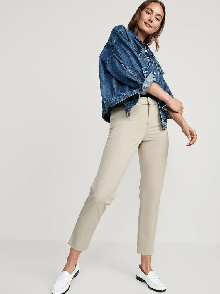 High-Waisted Pleated Chino Ankle Pants