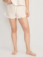 Matching High-Waisted Ruffle-Trimmed Pajama Shorts -- 2.5-inch inseam