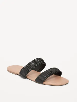 Faux-Leather Ruched Sandals for Women