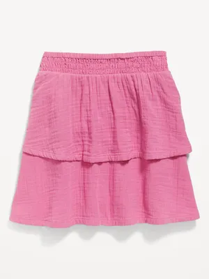 Double-Weave Smocked Tiered Skirt for Girls