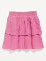 Double-Weave Smocked Tiered Skirt for Girls