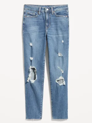 High-Waisted OG Straight Ripped Cut-Off Jeans for Women
