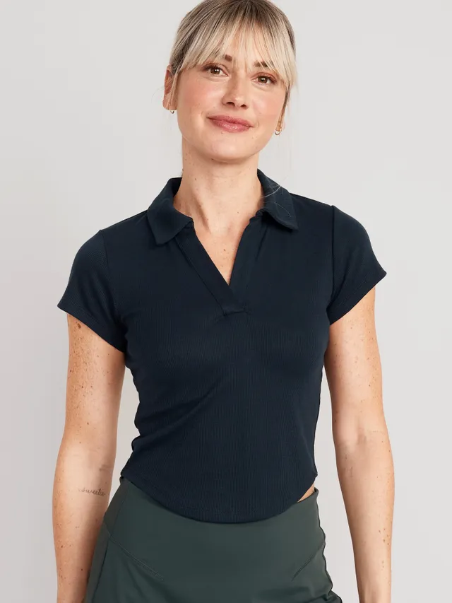 Fitted PowerSoft Sleeveless Cropped Polo for Women