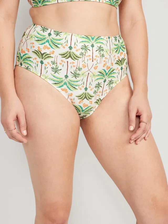 Matching High-Waisted Printed Banded Bikini Swim Bottoms