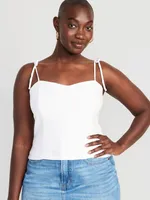 Fitted Linen-Blend Crop Top