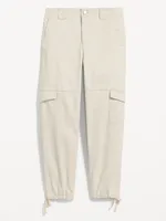 High-Waisted Barrel-Leg Cargo Ankle Pants