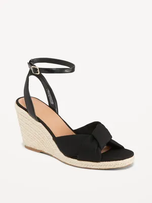 Knotted Canvas Espadrille Wedge Sandals for Women