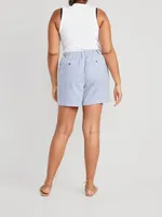 High-Waisted OGC Chino Seersucker Pull-On Shorts -- 3.5-inch inseam